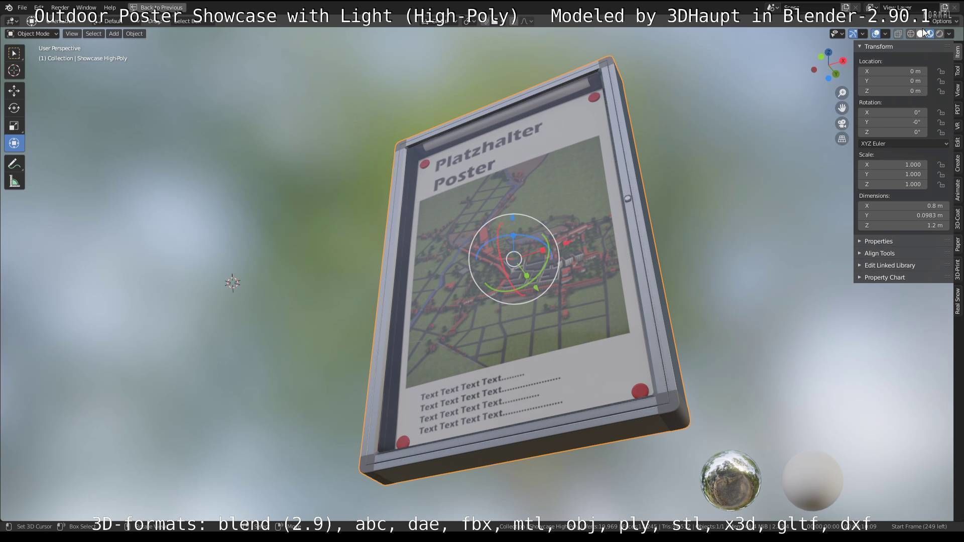 Outdoor Poster Showcase with Light High-Poly 3D model_52