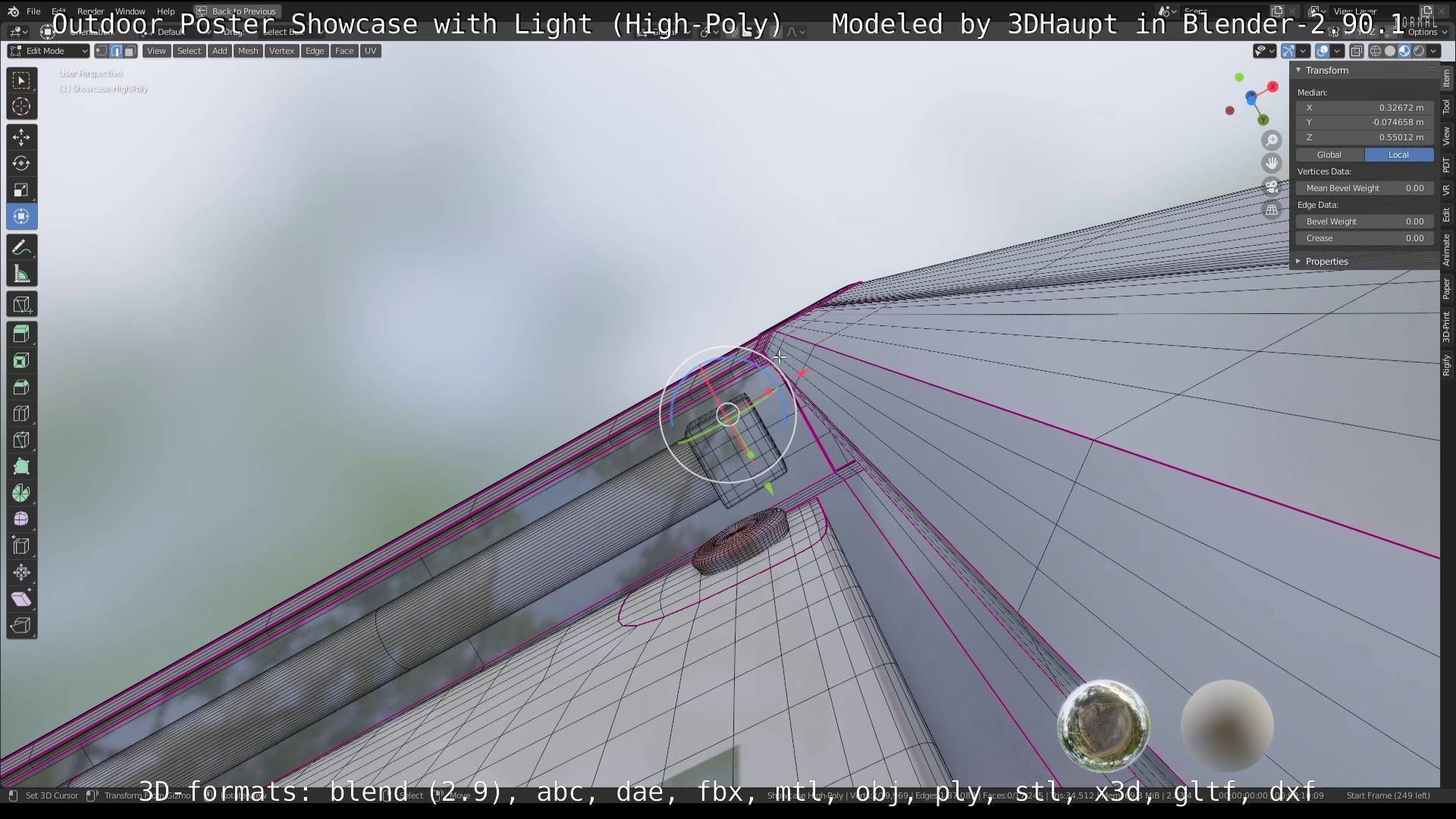 Outdoor Poster Showcase with Light High-Poly 3D model_60