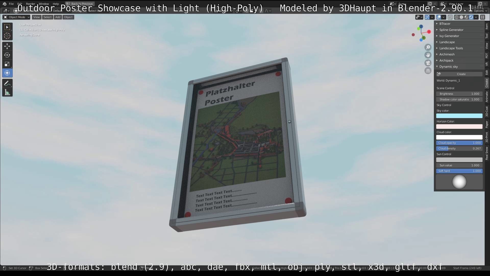 Outdoor Poster Showcase with Light High-Poly 3D model_72