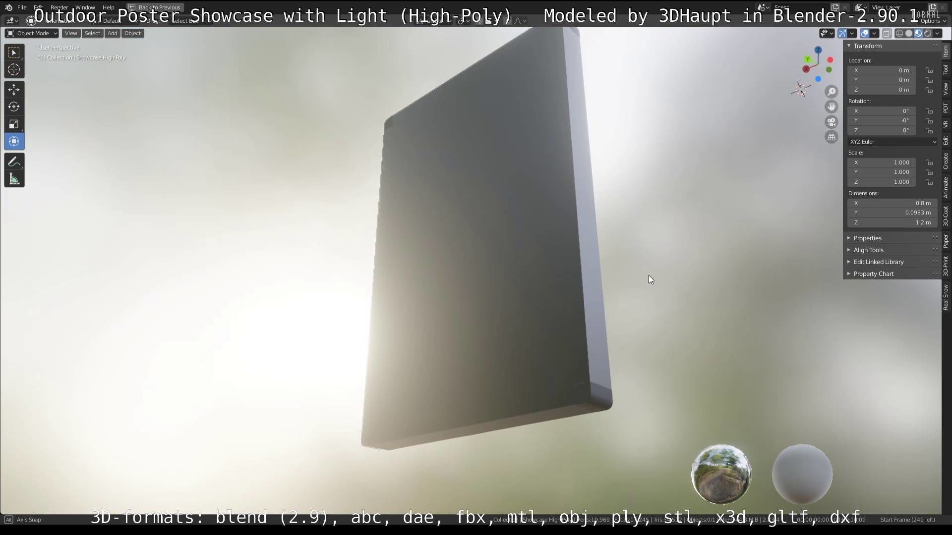 Outdoor Poster Showcase with Light High-Poly 3D model_25