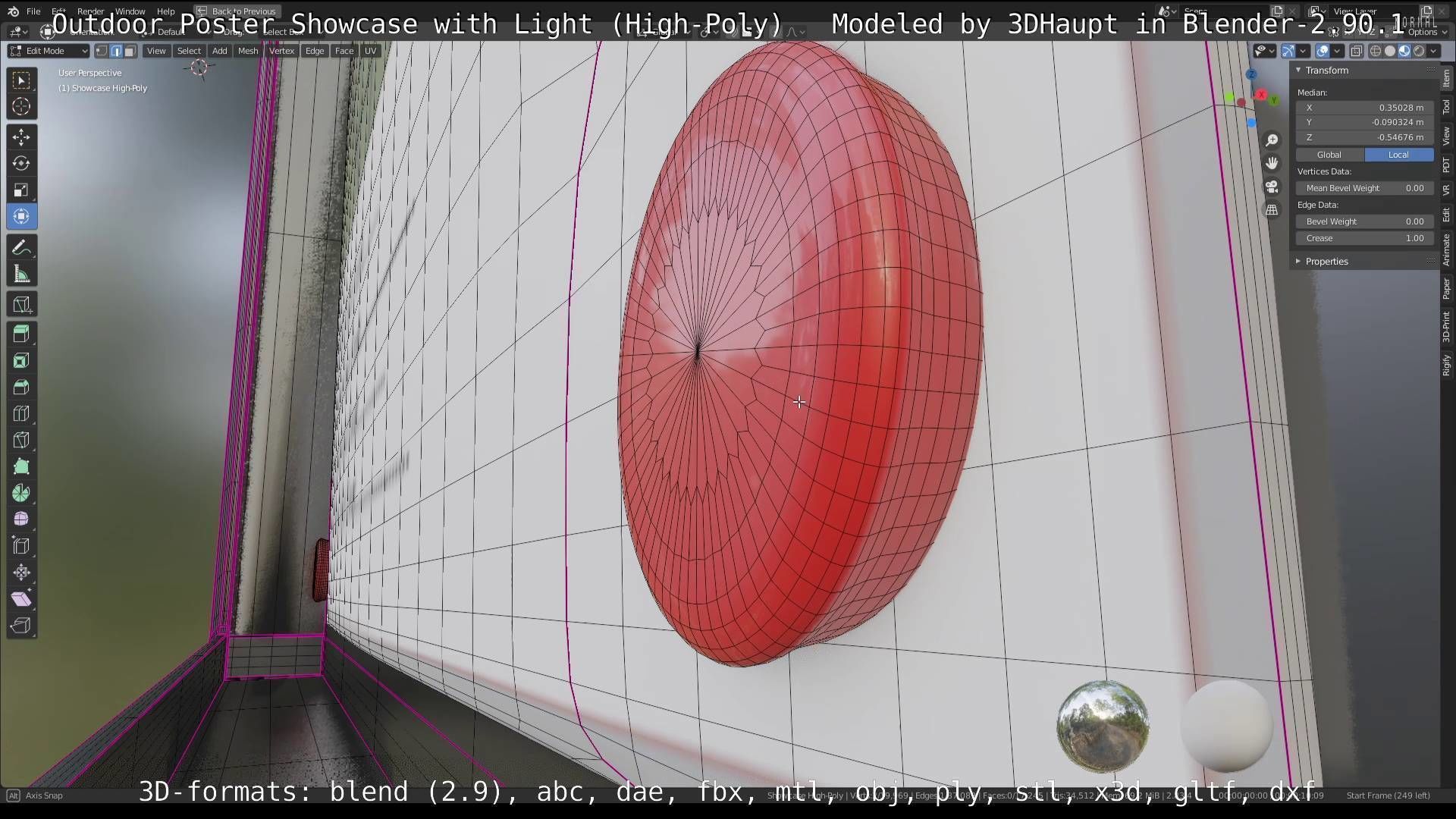 Outdoor Poster Showcase with Light High-Poly 3D model_31