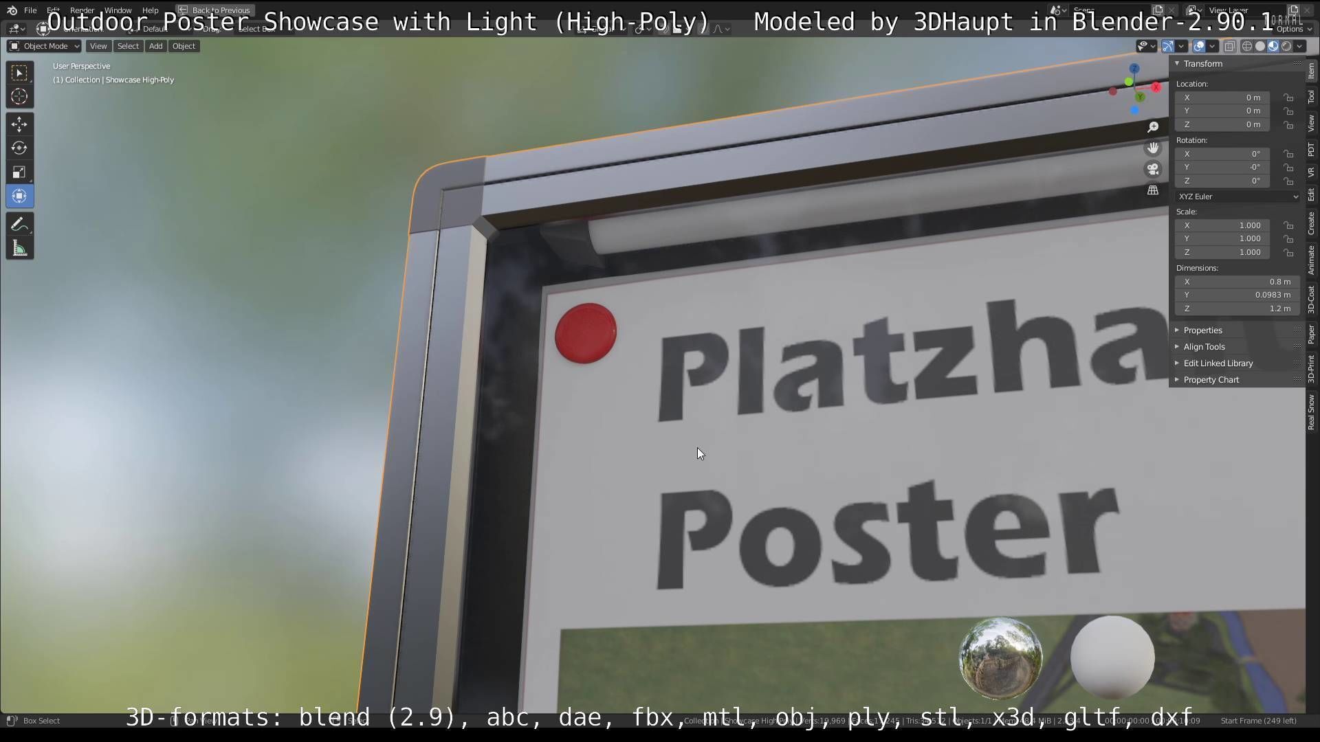 Outdoor Poster Showcase with Light High-Poly 3D model_16