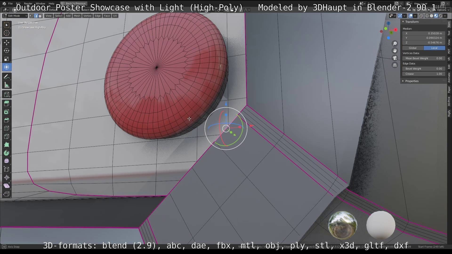 Outdoor Poster Showcase with Light High-Poly 3D model_21