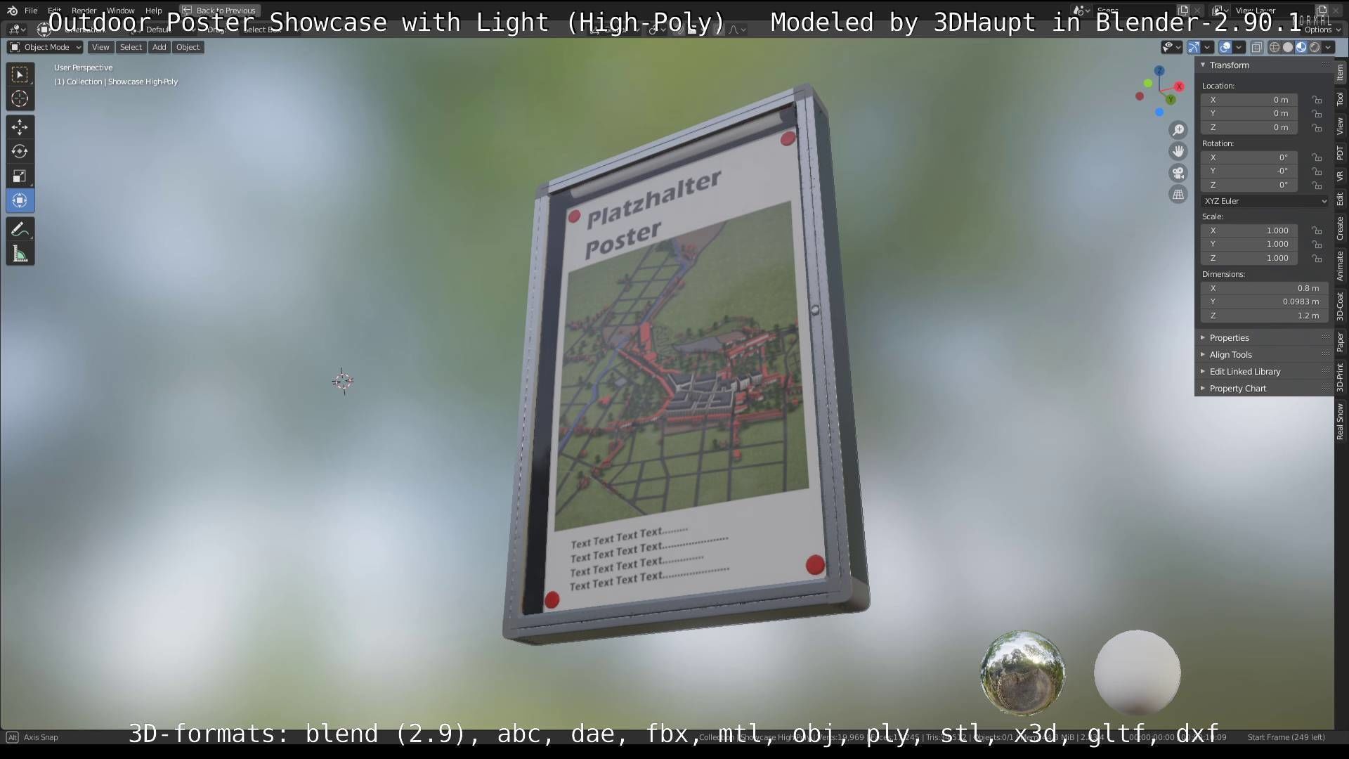 Outdoor Poster Showcase with Light High-Poly 3D model_96