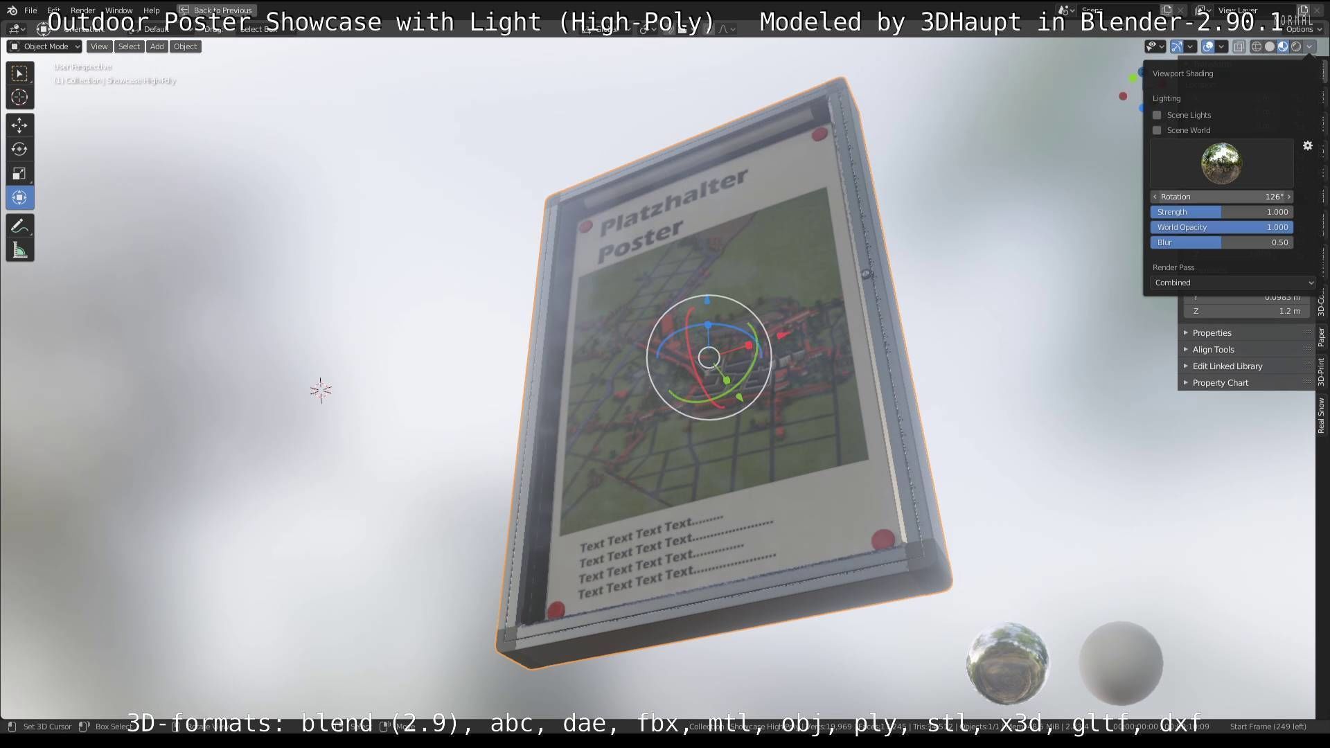 Outdoor Poster Showcase with Light High-Poly 3D model_17