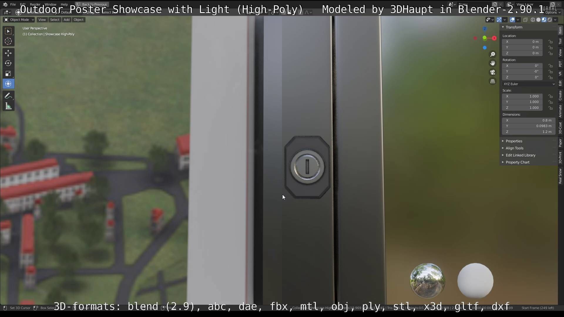 Outdoor Poster Showcase with Light High-Poly 3D model_91