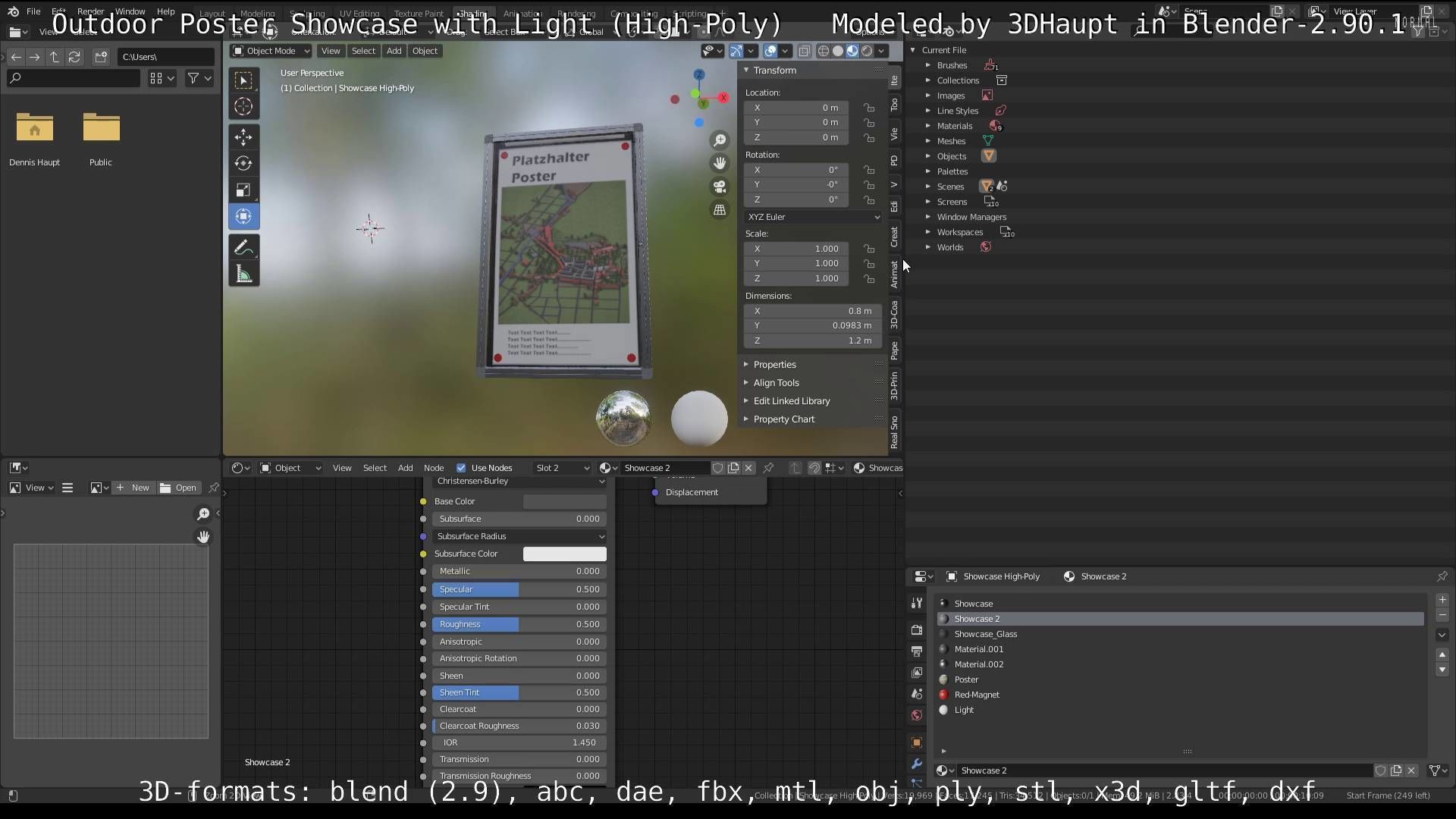 Outdoor Poster Showcase with Light High-Poly 3D model_64