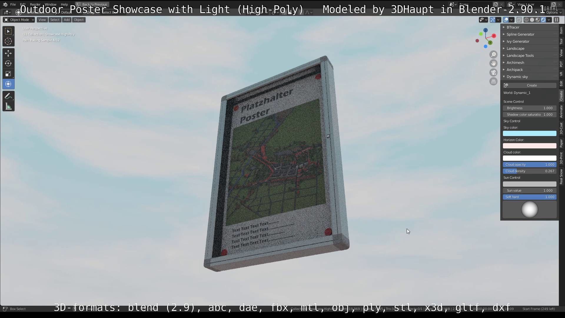 Outdoor Poster Showcase with Light High-Poly 3D model_65