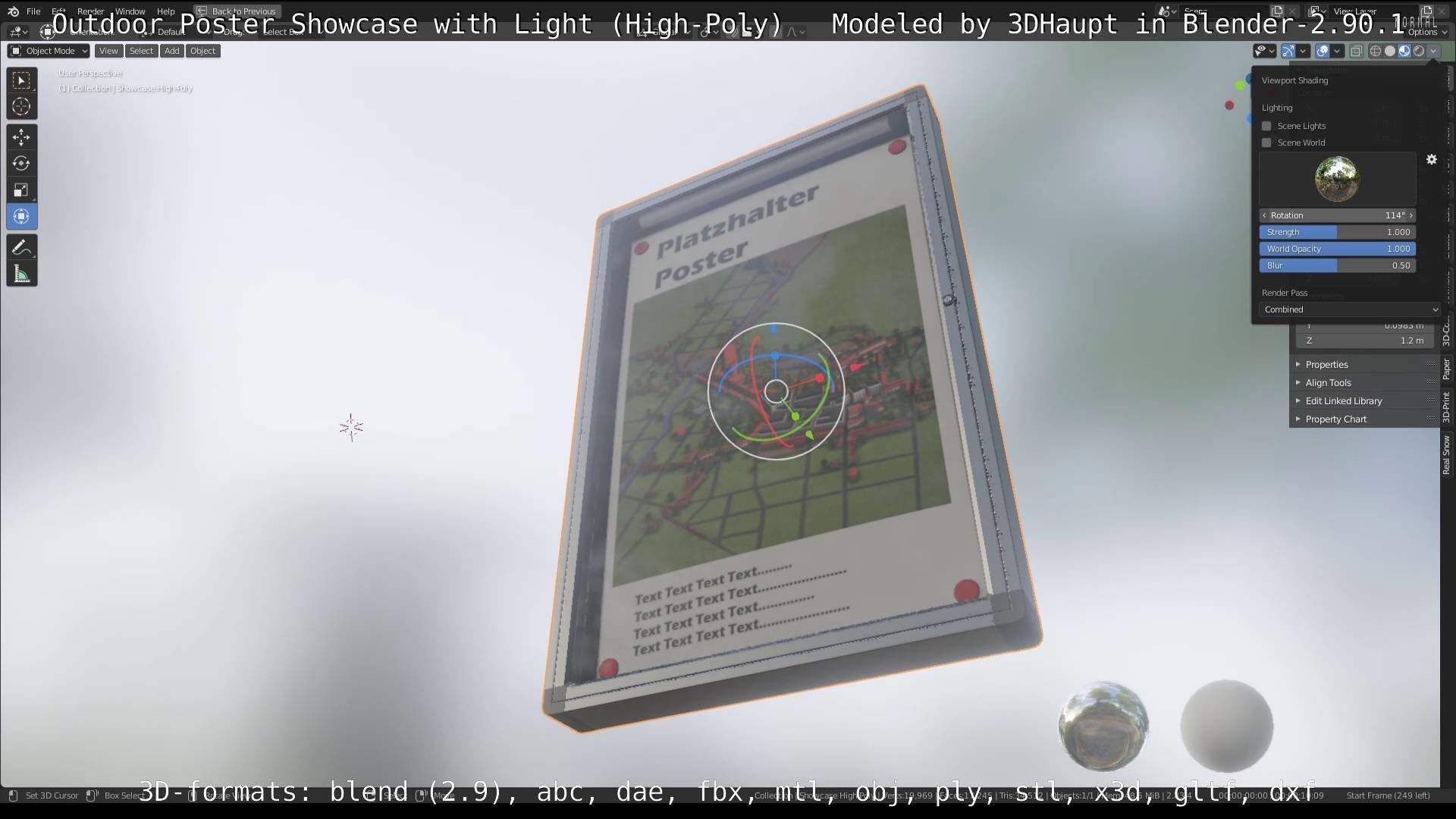 Outdoor Poster Showcase with Light High-Poly 3D model_44