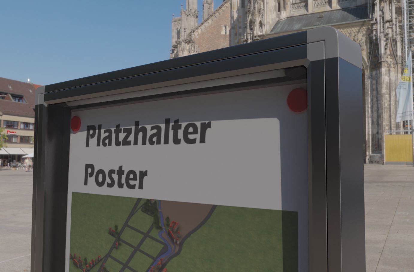 Outdoor Poster Showcase with Light High-Poly 3D model_7