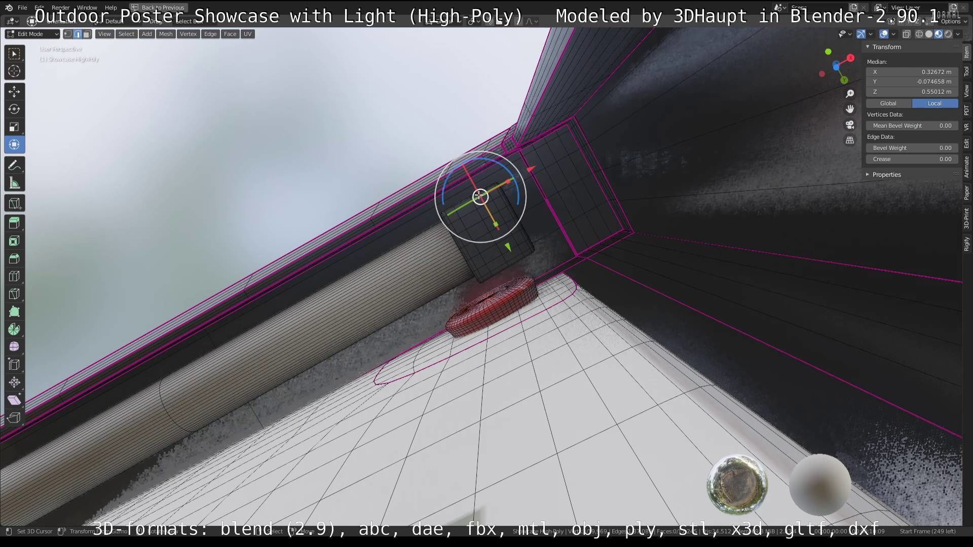 Outdoor Poster Showcase with Light High-Poly 3D model_32