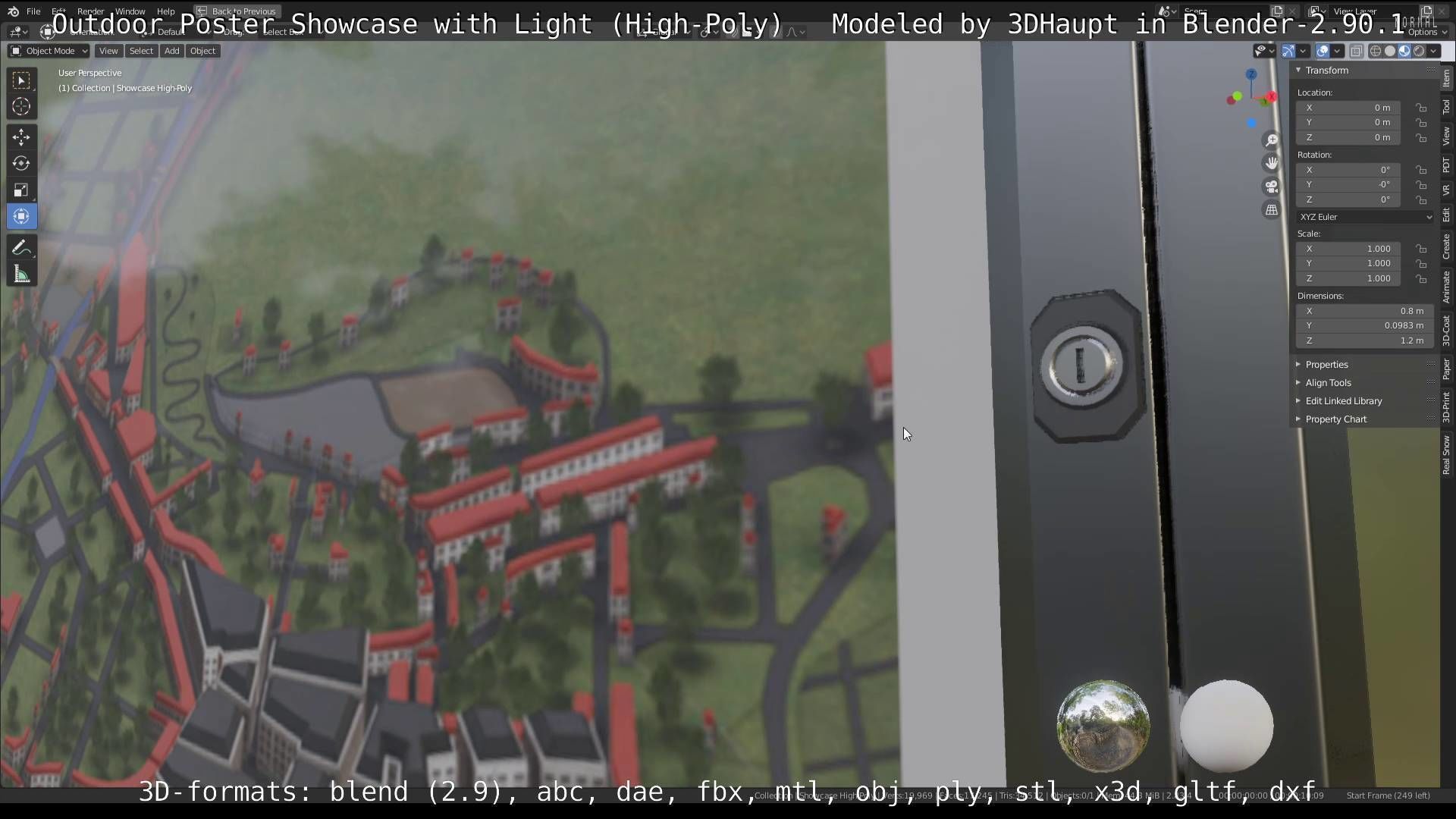 Outdoor Poster Showcase with Light High-Poly 3D model_41