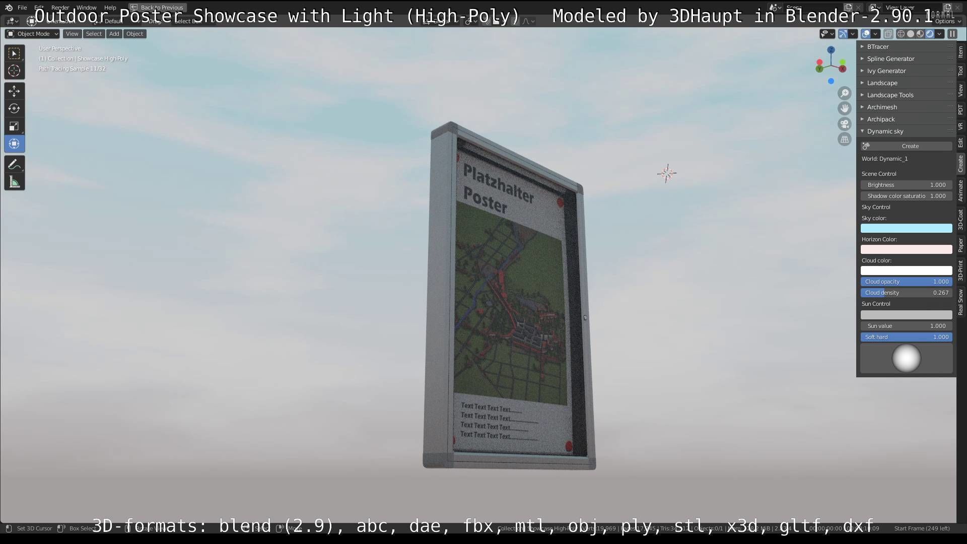 Outdoor Poster Showcase with Light High-Poly 3D model_98