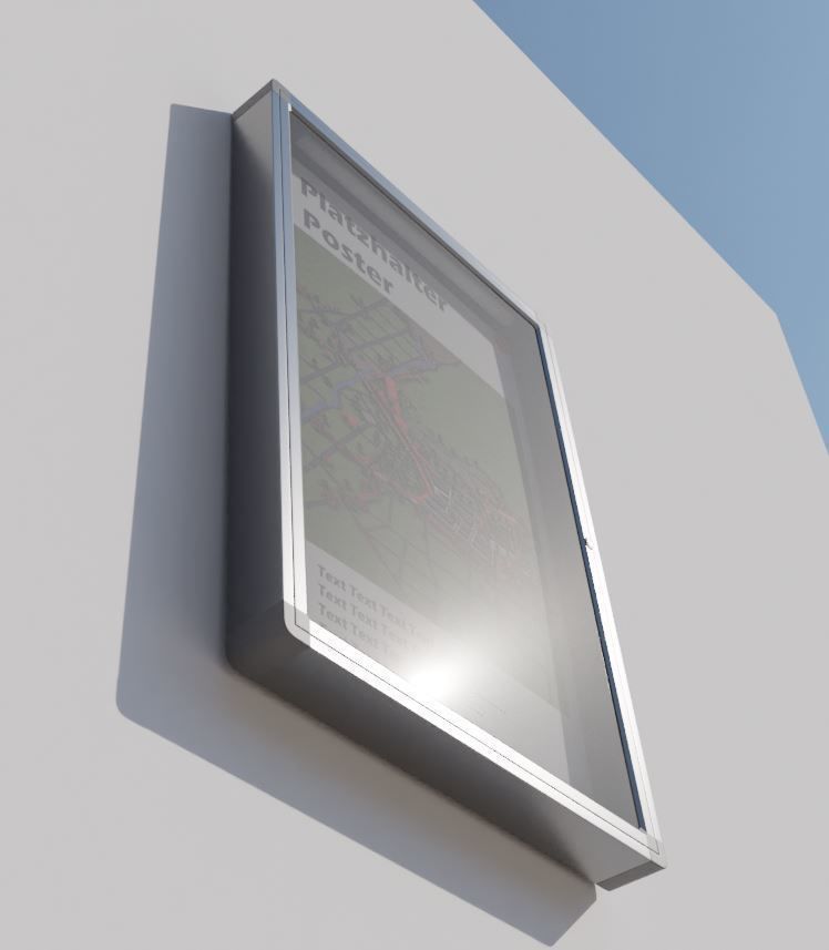 Outdoor Poster Showcase with Light High-Poly 3D model_2
