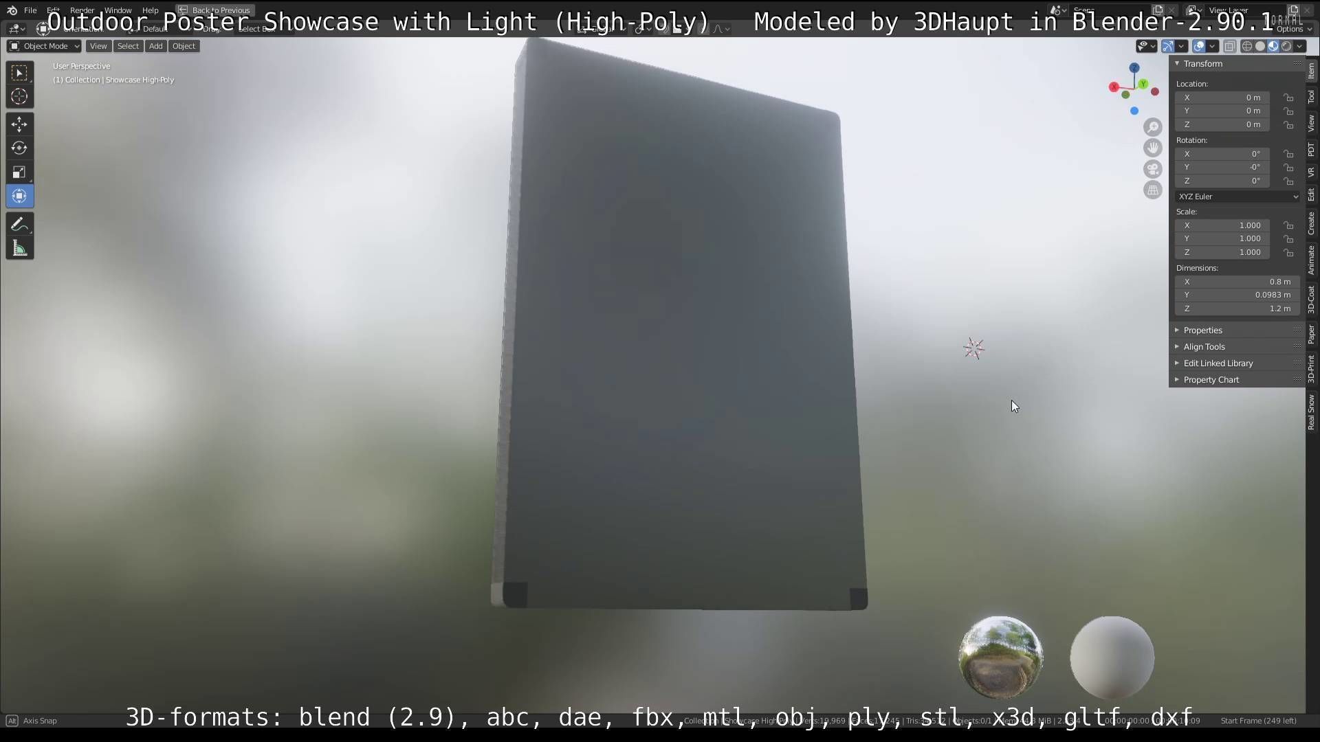 Outdoor Poster Showcase with Light High-Poly 3D model_81