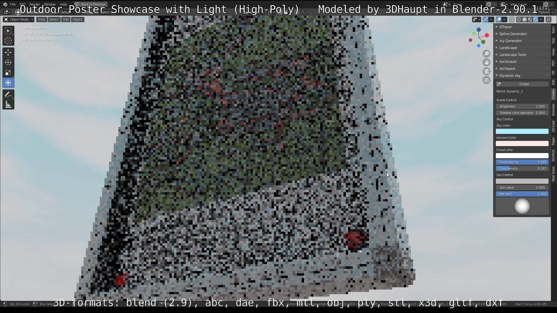 Outdoor Poster Showcase with Light High-Poly 3D model_45