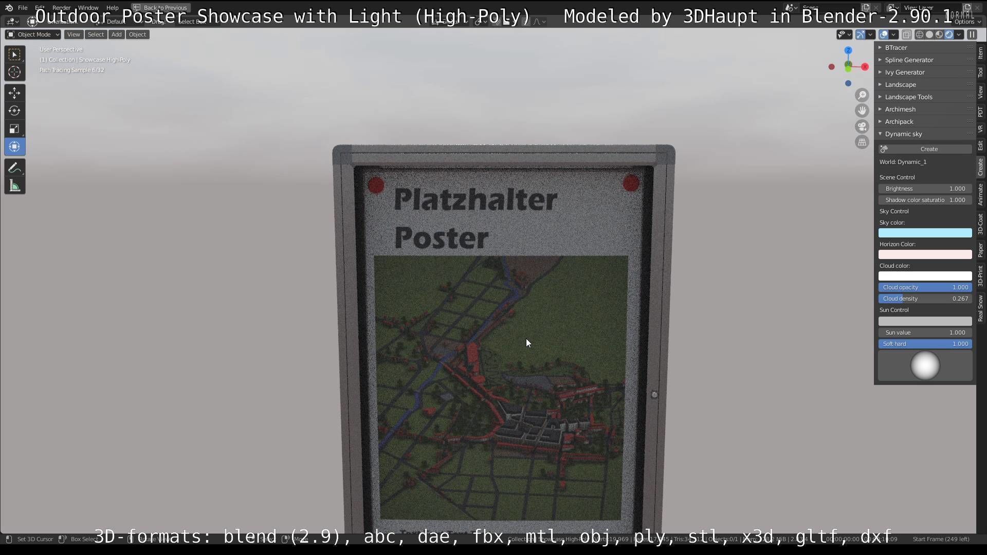 Outdoor Poster Showcase with Light High-Poly 3D model_59