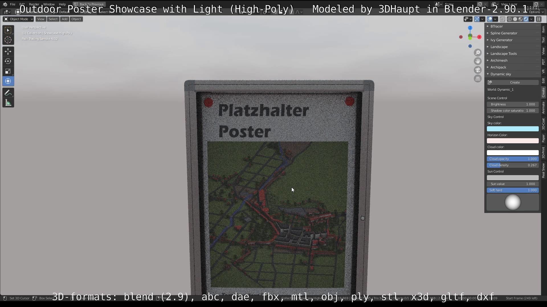 Outdoor Poster Showcase with Light High-Poly 3D model_28