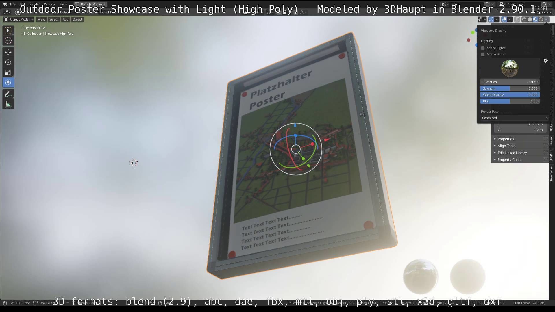 Outdoor Poster Showcase with Light High-Poly 3D model_51