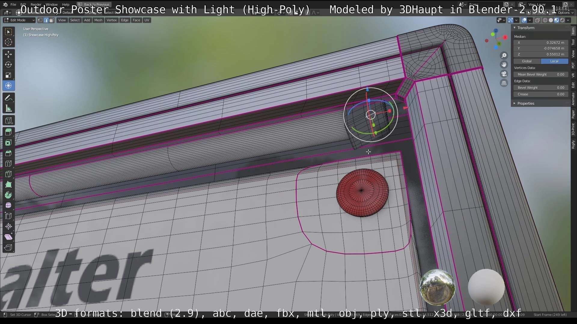 Outdoor Poster Showcase with Light High-Poly 3D model_26