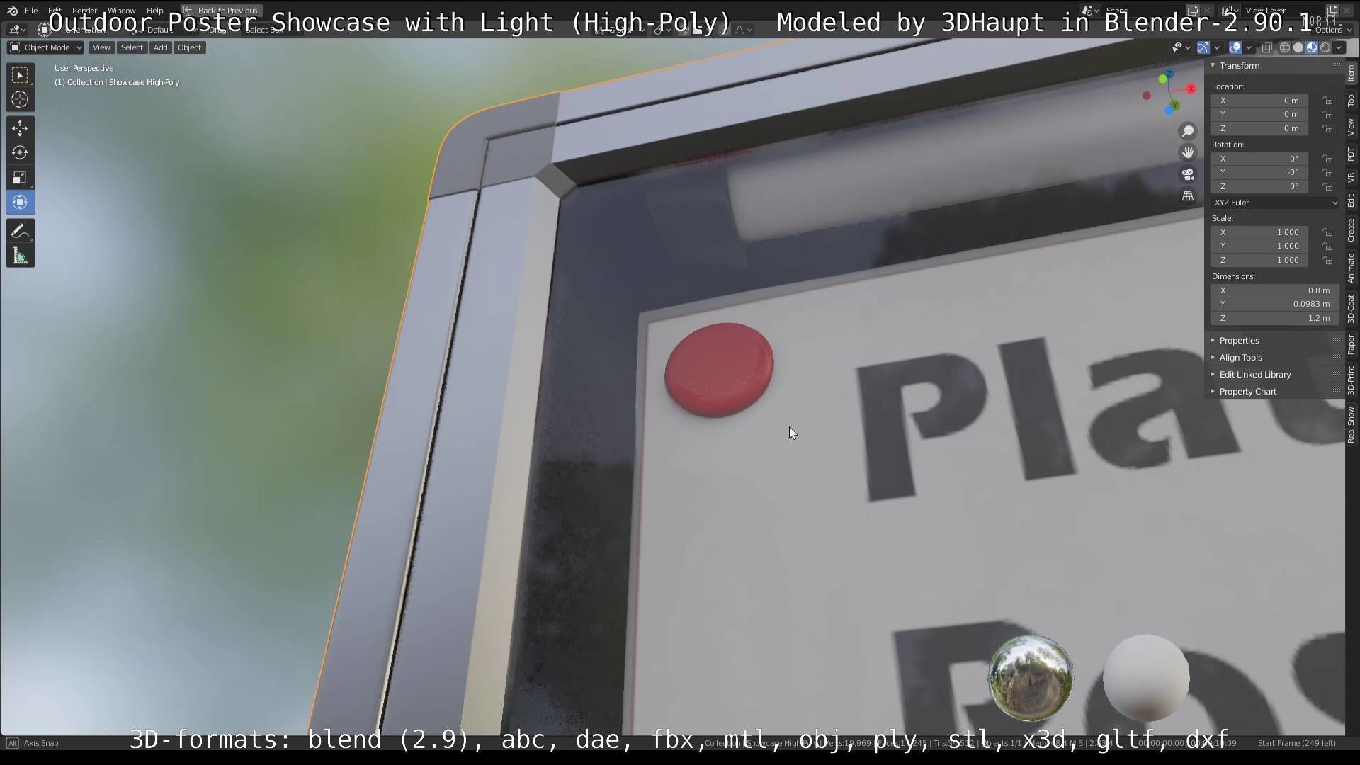 Outdoor Poster Showcase with Light High-Poly 3D model_55