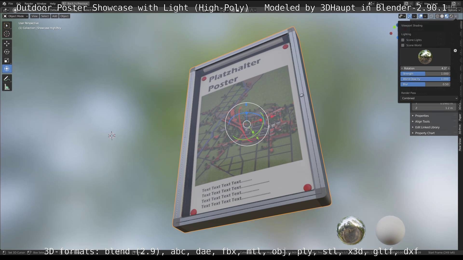 Outdoor Poster Showcase with Light High-Poly 3D model_56