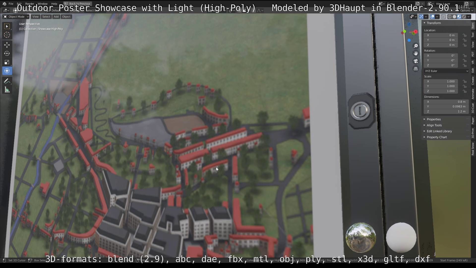 Outdoor Poster Showcase with Light High-Poly 3D model_8