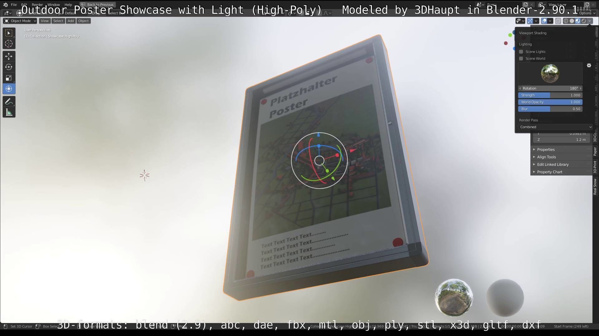 Outdoor Poster Showcase with Light High-Poly 3D model_48