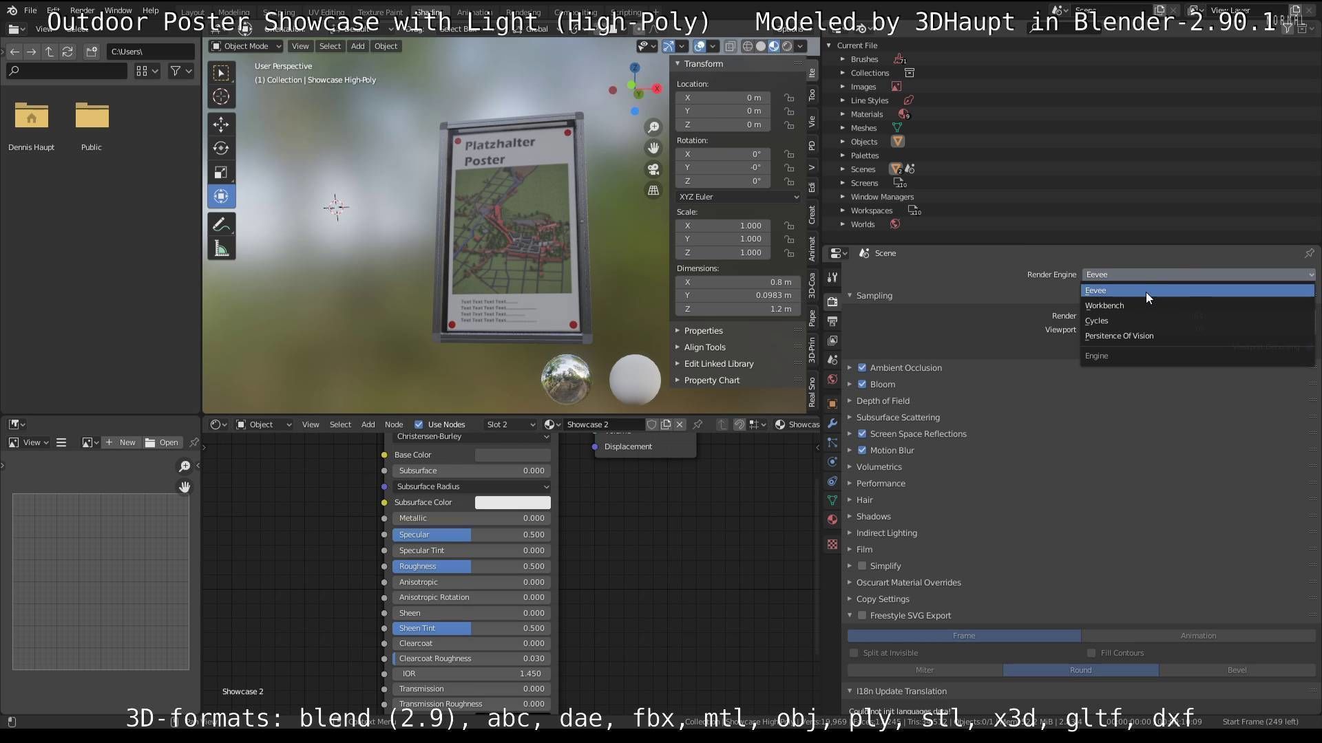 Outdoor Poster Showcase with Light High-Poly 3D model_67