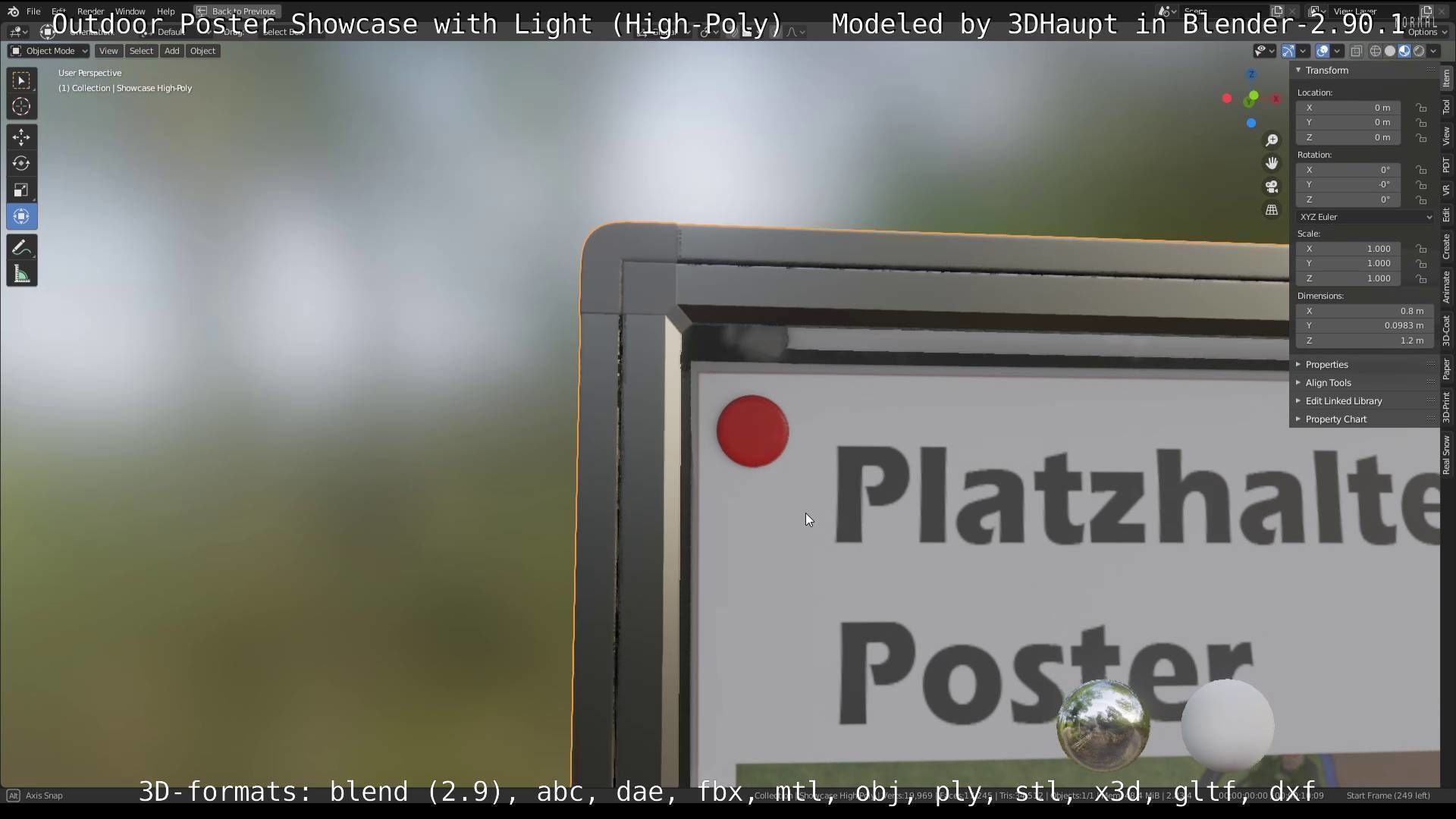 Outdoor Poster Showcase with Light High-Poly 3D model_63