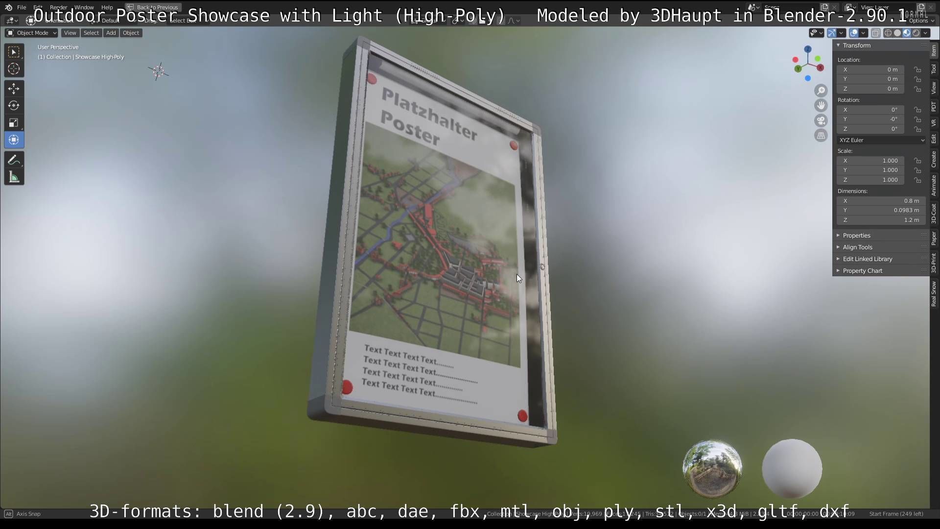 Outdoor Poster Showcase with Light High-Poly 3D model_14