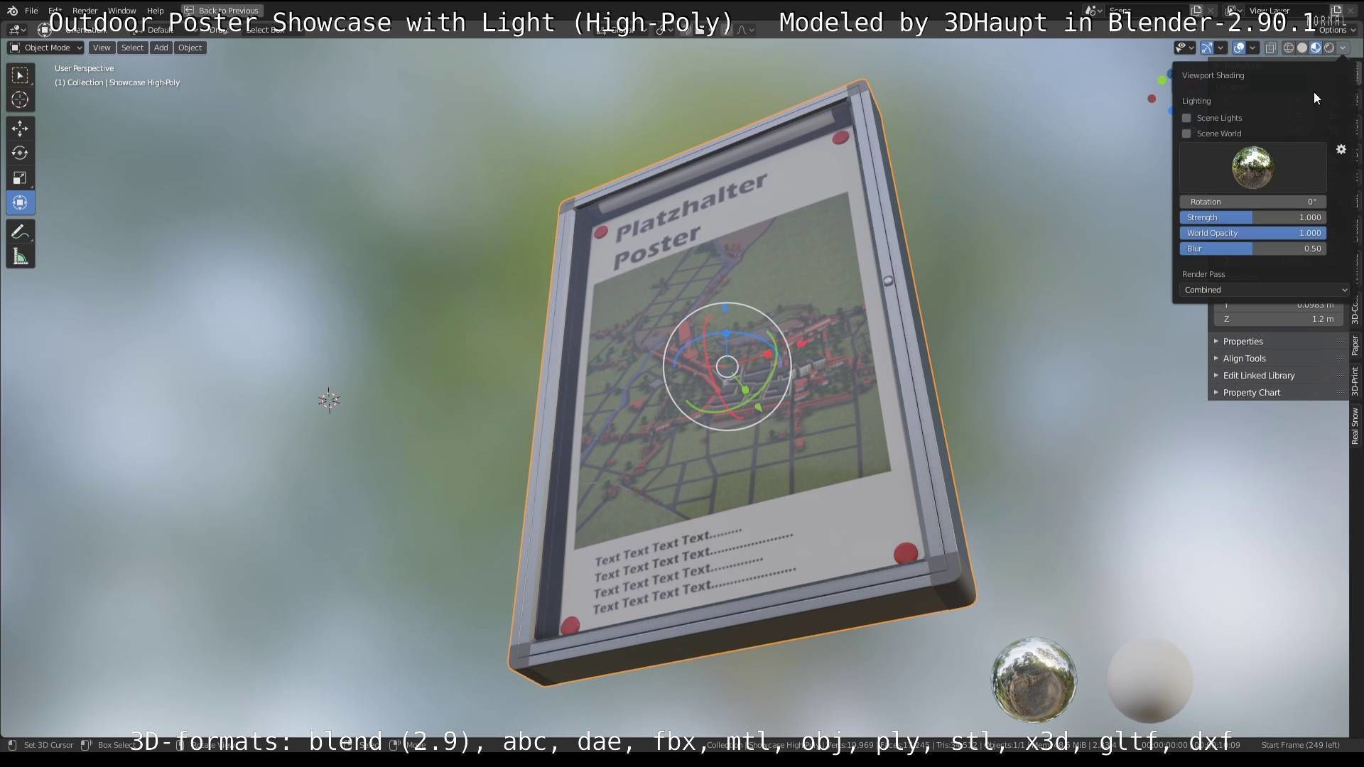 Outdoor Poster Showcase with Light High-Poly 3D model_86