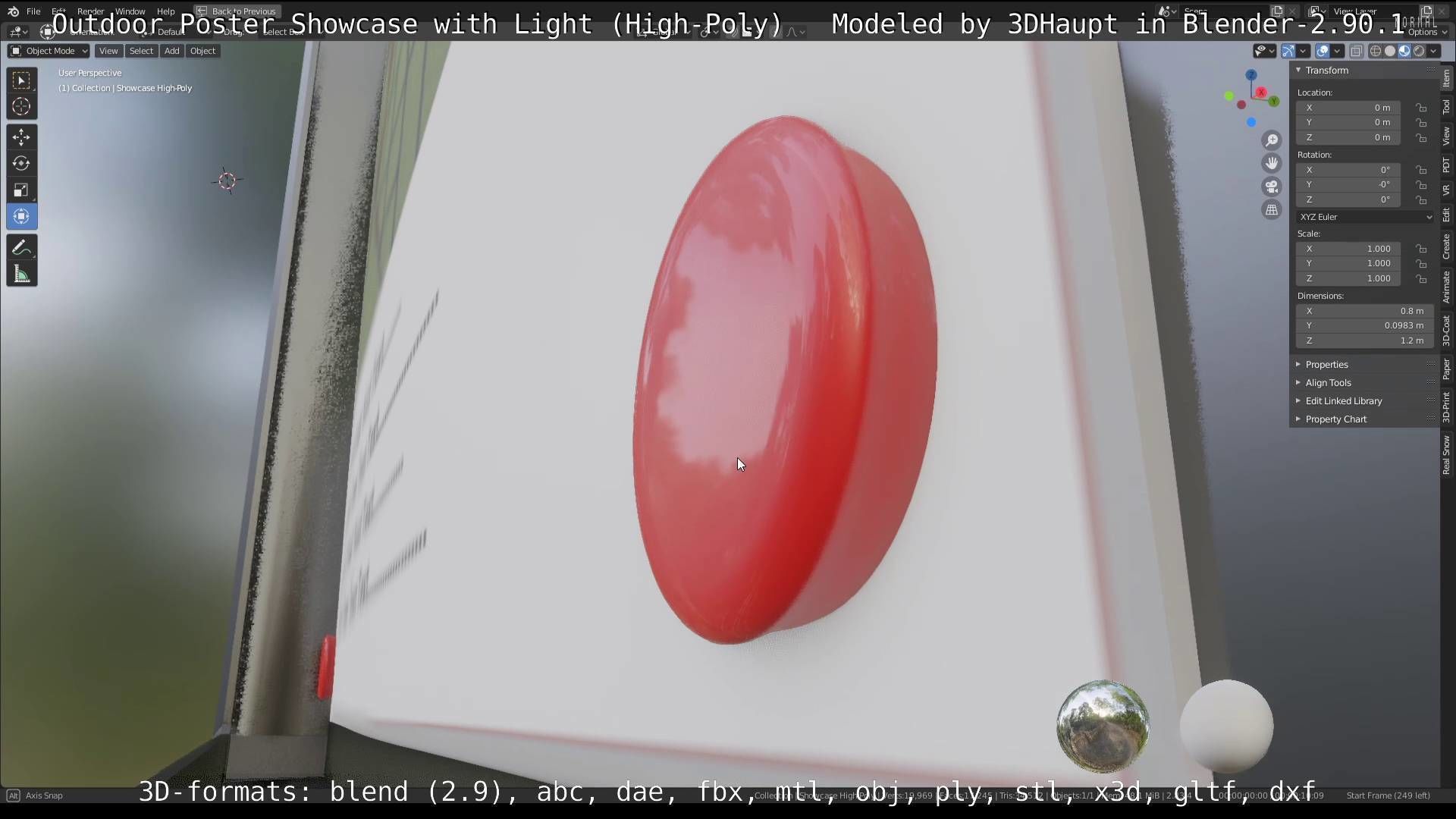 Outdoor Poster Showcase with Light High-Poly 3D model_47