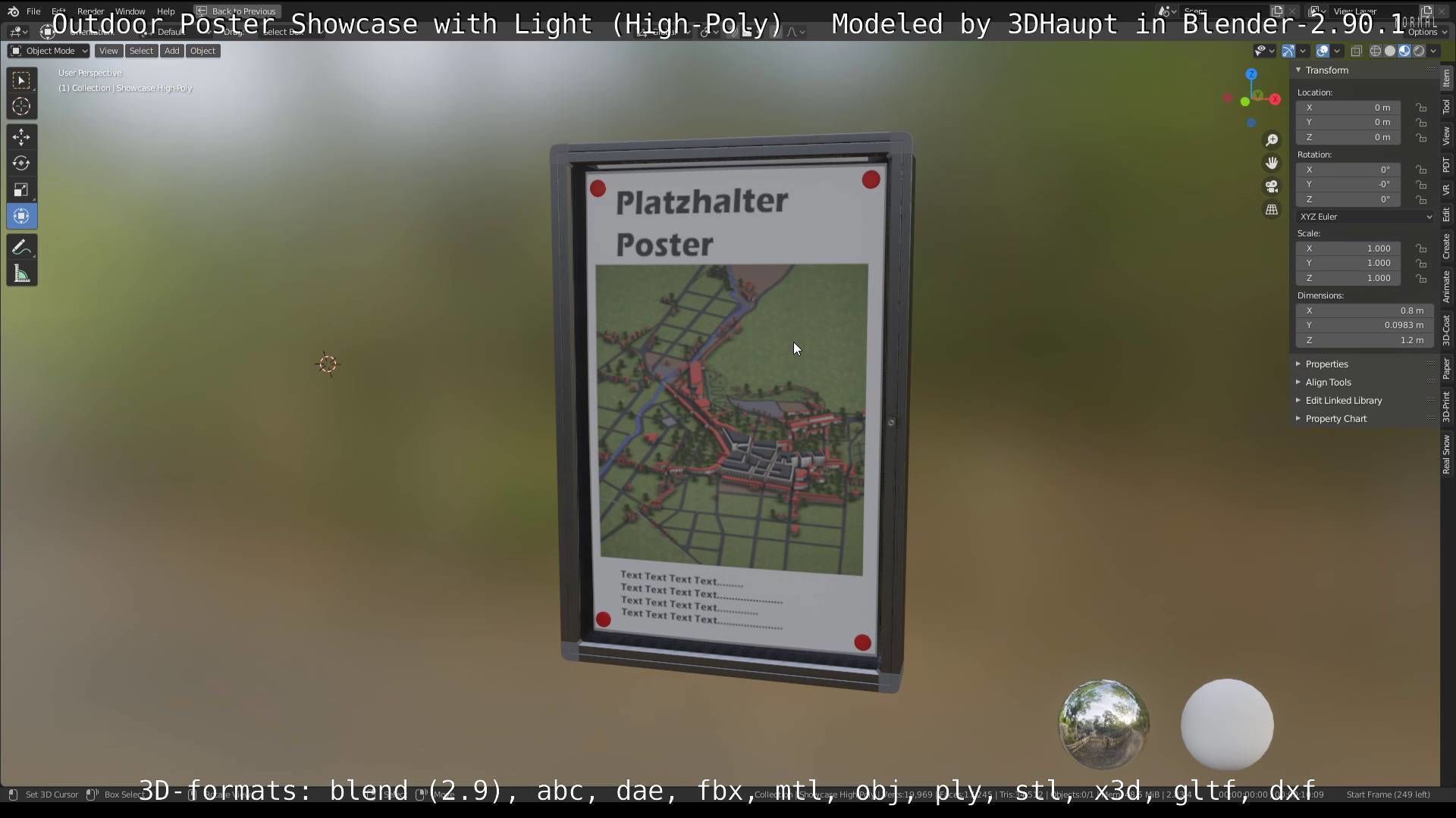 Outdoor Poster Showcase with Light High-Poly 3D model_92