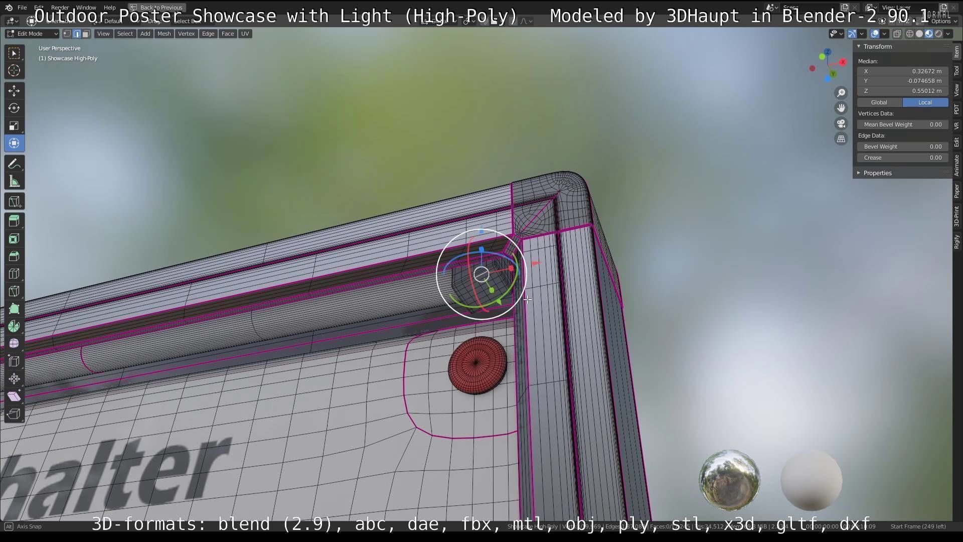 Outdoor Poster Showcase with Light High-Poly 3D model_23