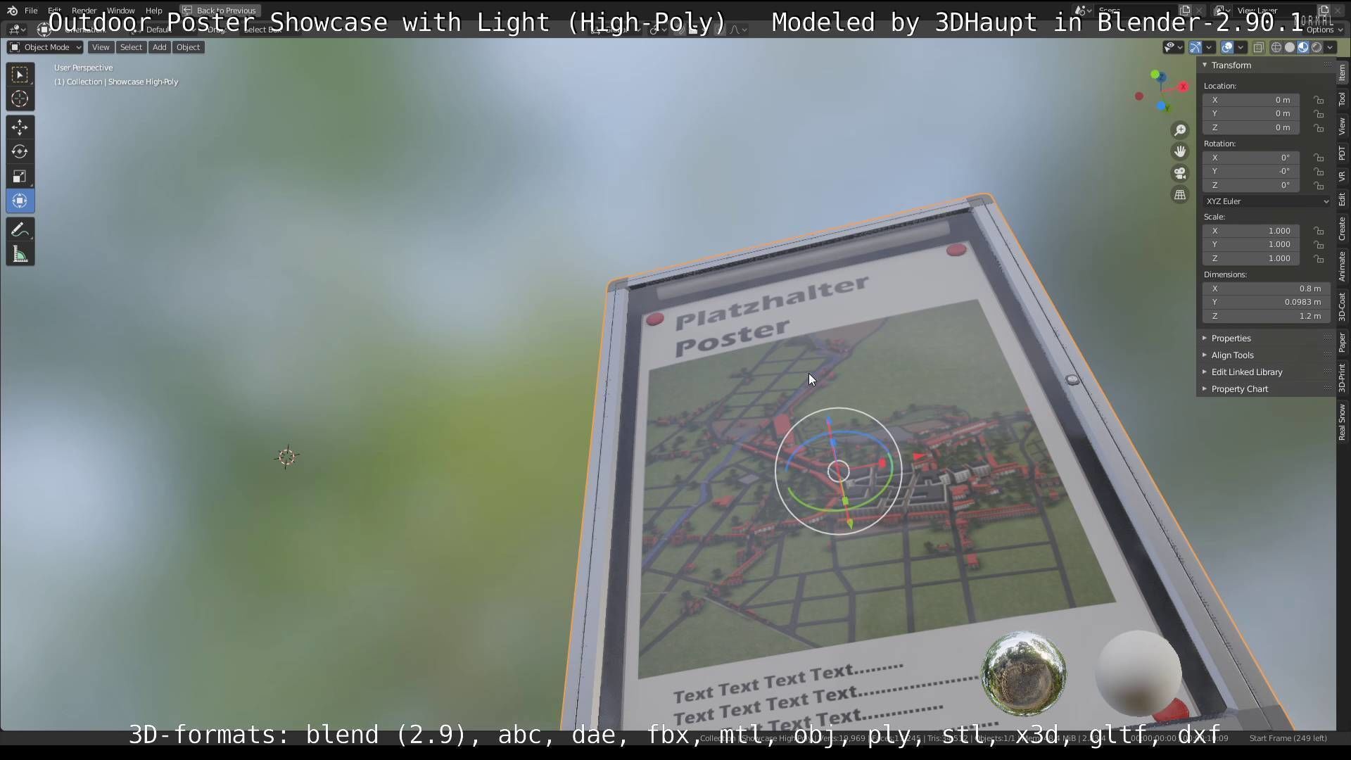 Outdoor Poster Showcase with Light High-Poly 3D model_69