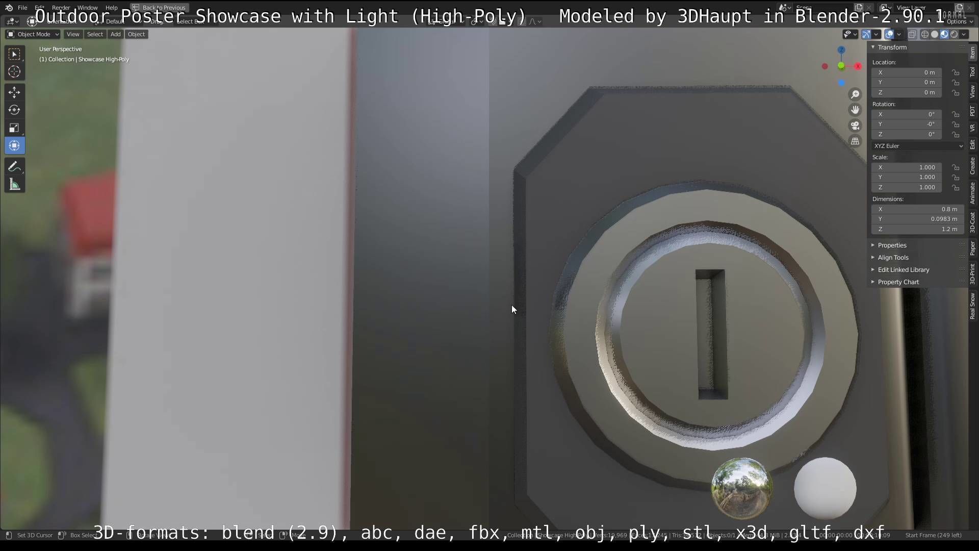 Outdoor Poster Showcase with Light High-Poly 3D model_24