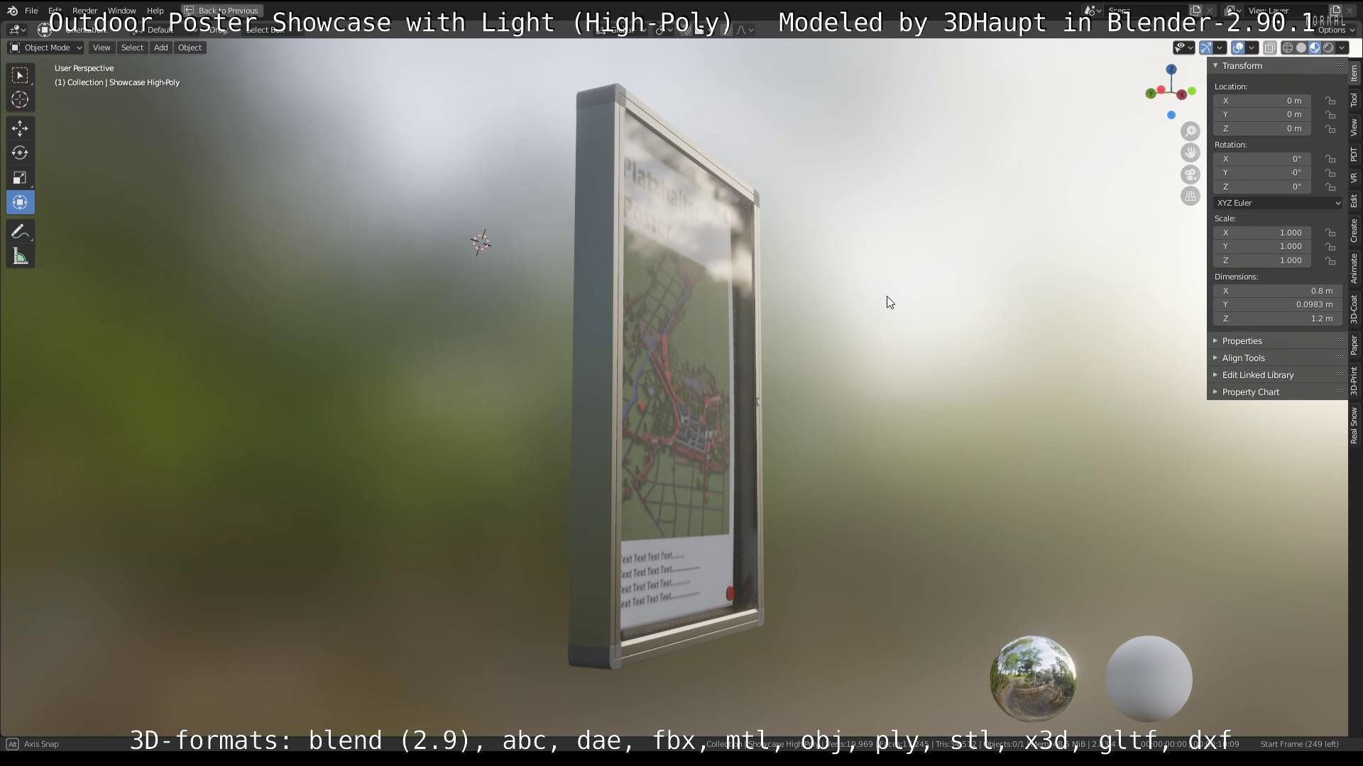 Outdoor Poster Showcase with Light High-Poly 3D model_54