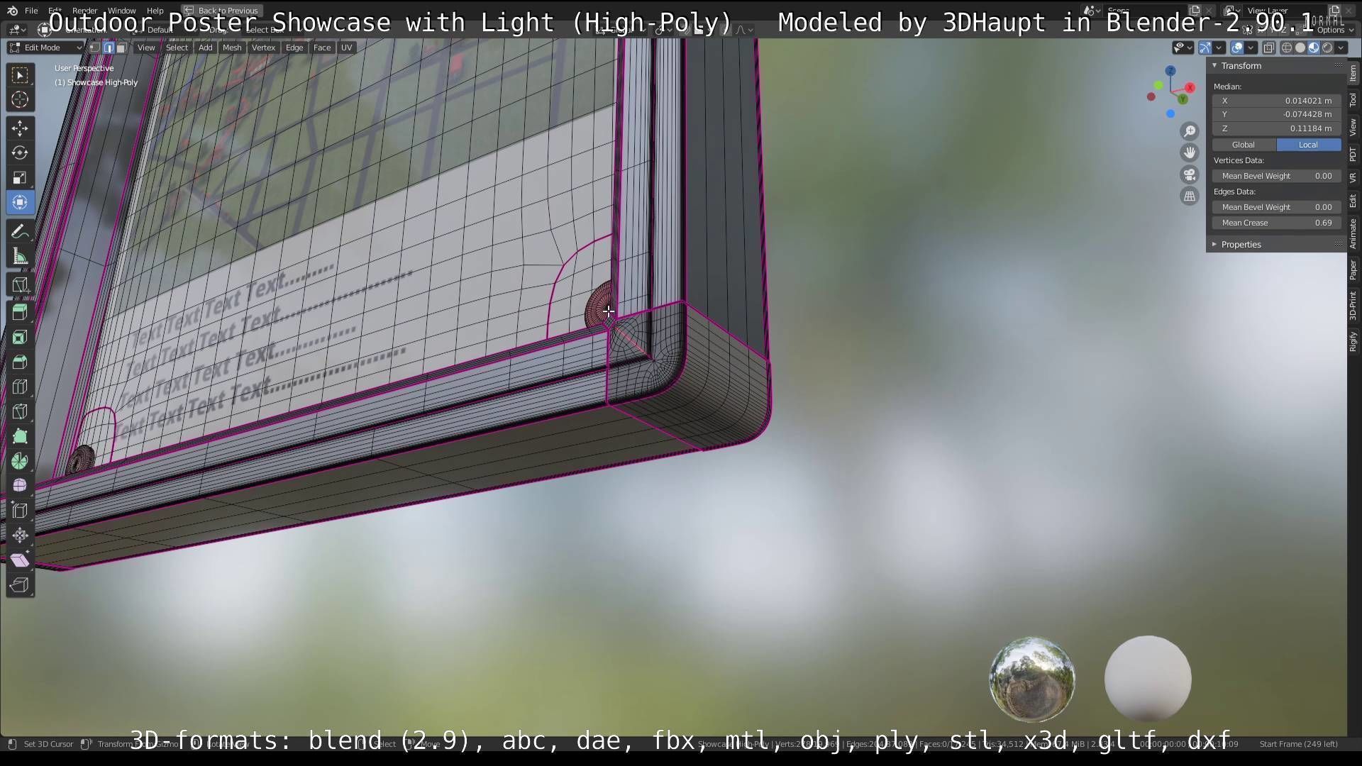 Outdoor Poster Showcase with Light High-Poly 3D model_39