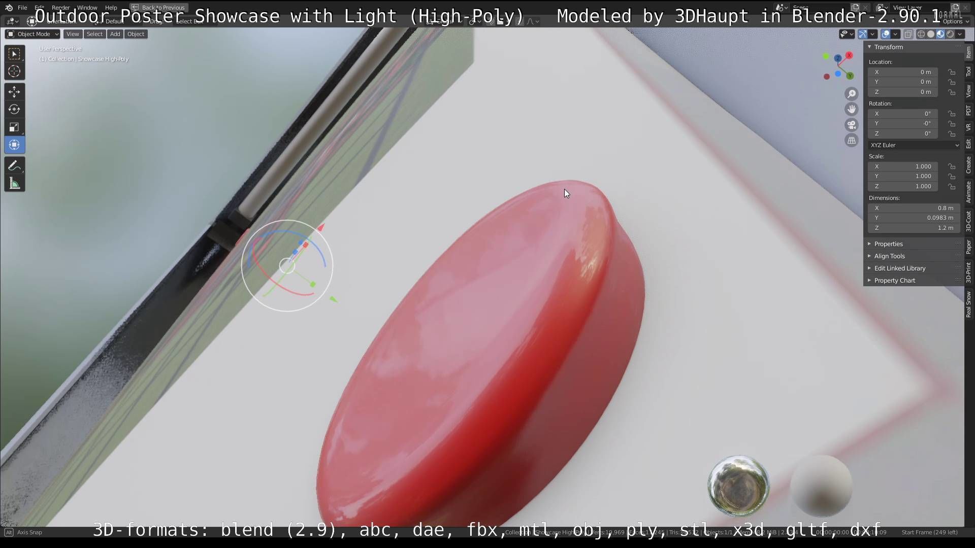 Outdoor Poster Showcase with Light High-Poly 3D model_89