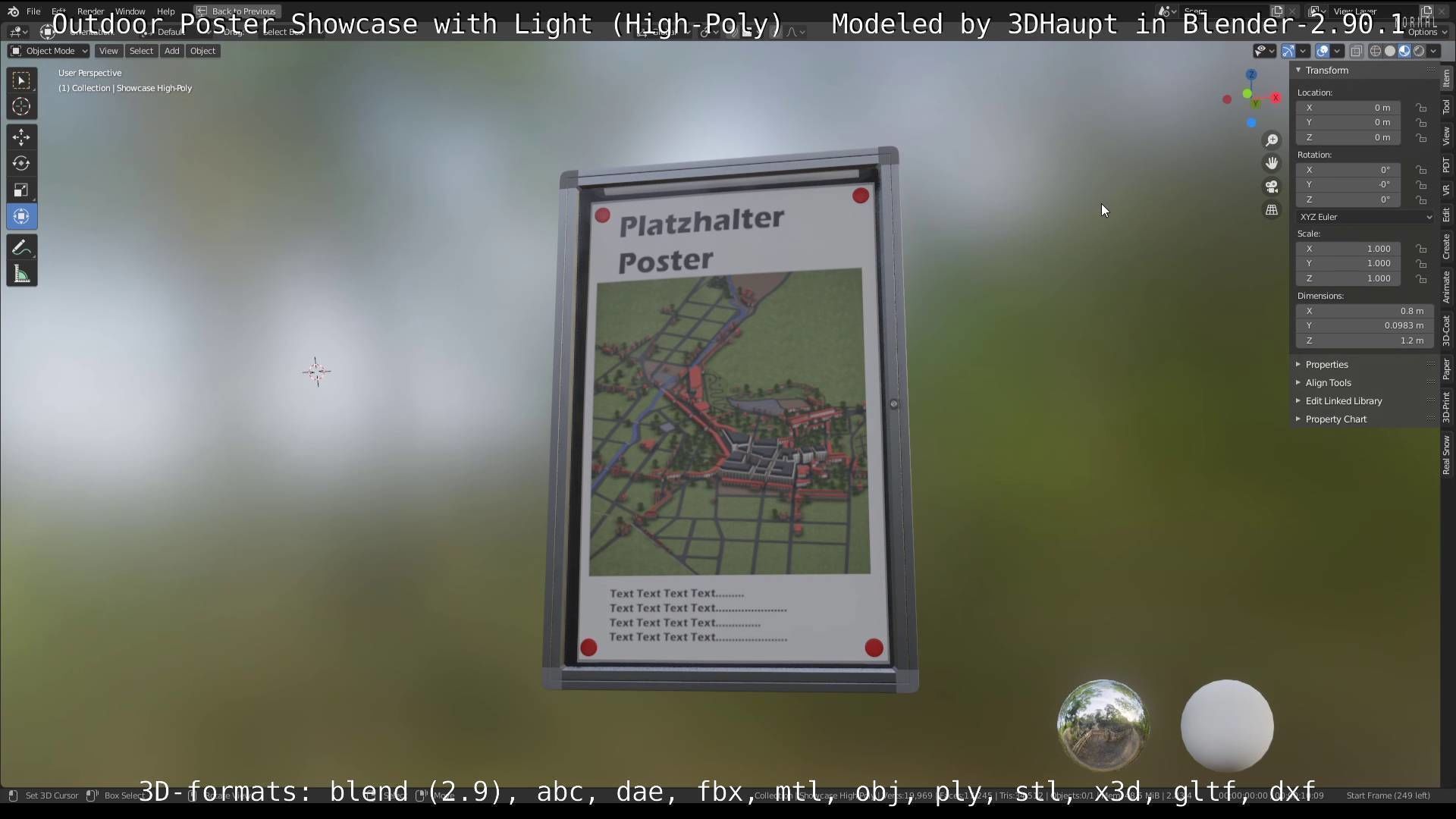 Outdoor Poster Showcase with Light High-Poly 3D model_78