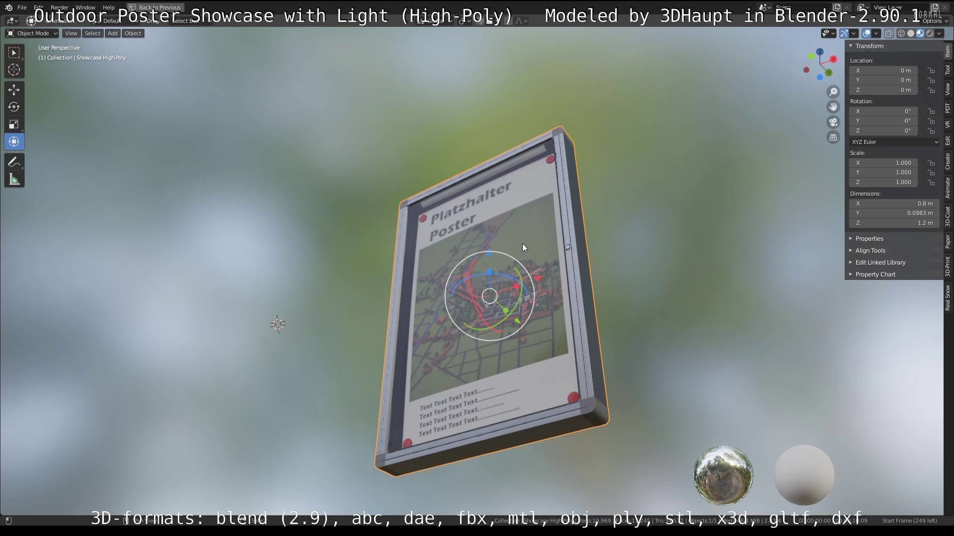 Outdoor Poster Showcase with Light High-Poly 3D model_27