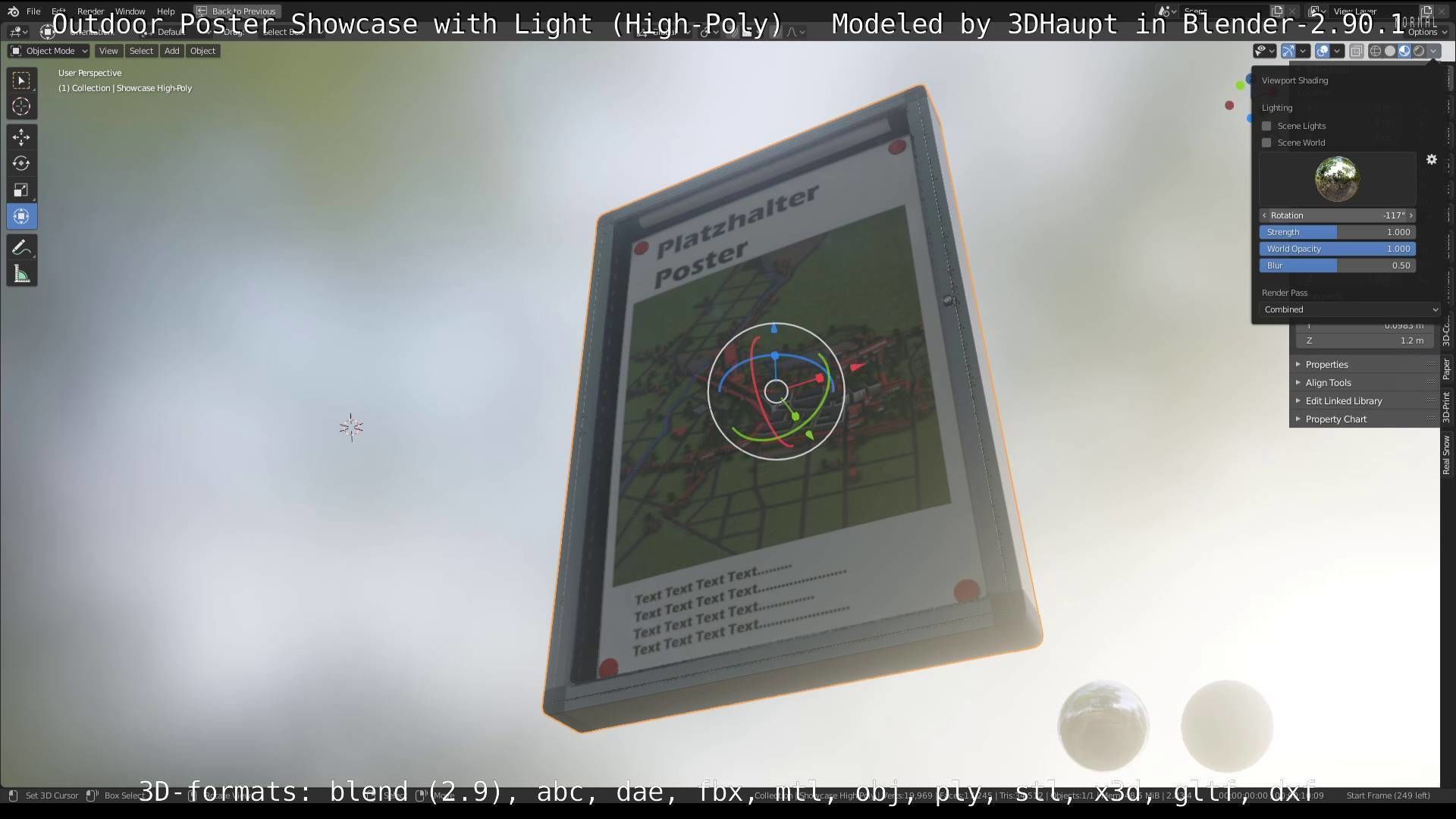 Outdoor Poster Showcase with Light High-Poly 3D model_46