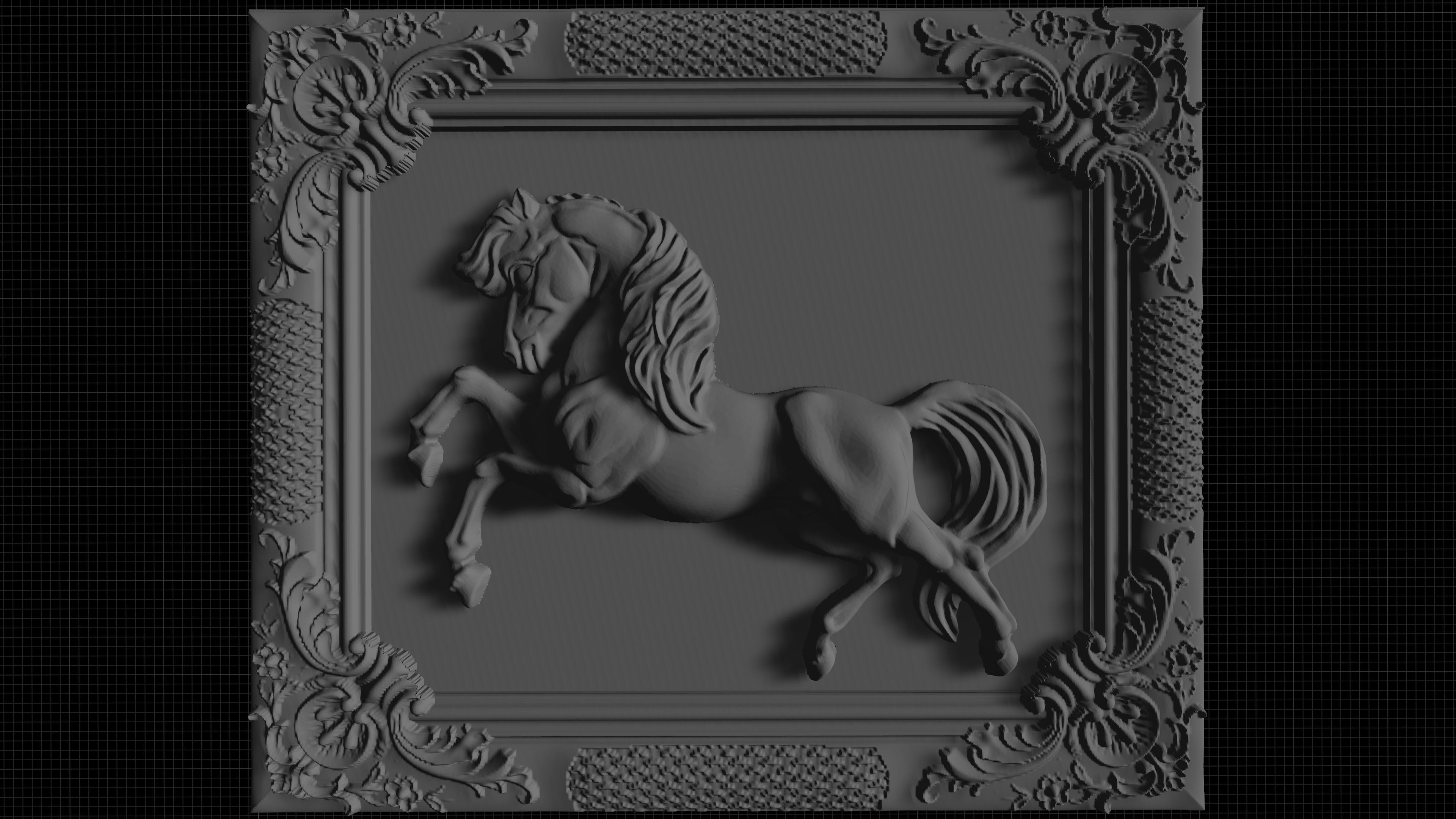 3d  model for CNC The horses face in the frame 3D model 3D print model_4