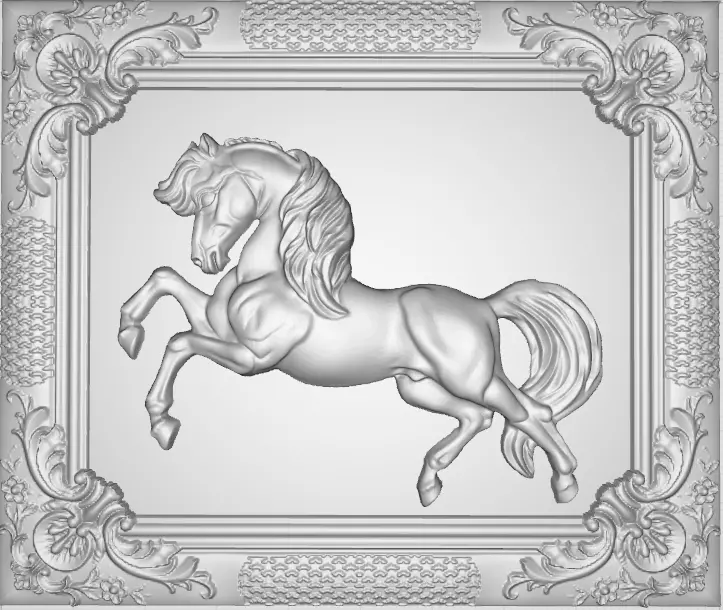 3d  model for CNC The horses face in the frame 3D model 3D print model_0