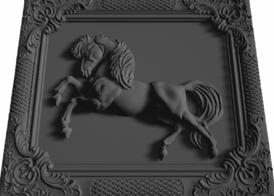 3d  model for CNC The horses face in the frame 3D model 3D print model_3