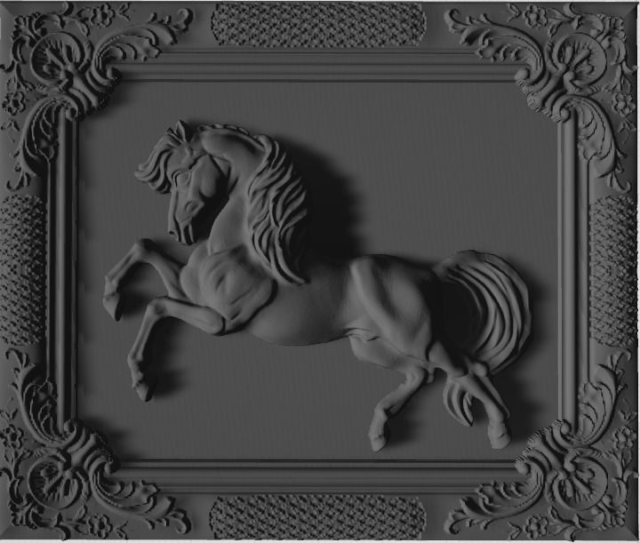 3d  model for CNC The horses face in the frame 3D model 3D print model_2