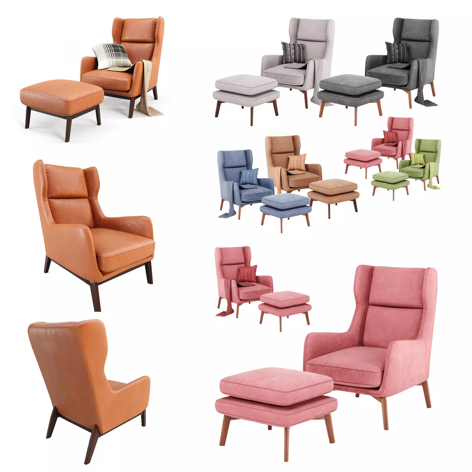 Ryder Leather And Velvet Chair - Corona and Vray version 3D model_0