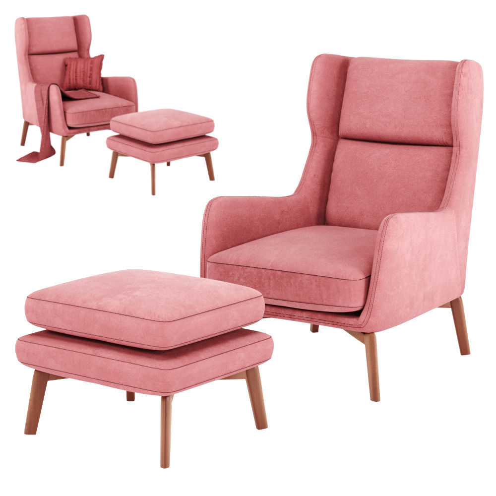 Ryder Leather And Velvet Chair - Corona and Vray version 3D model_5