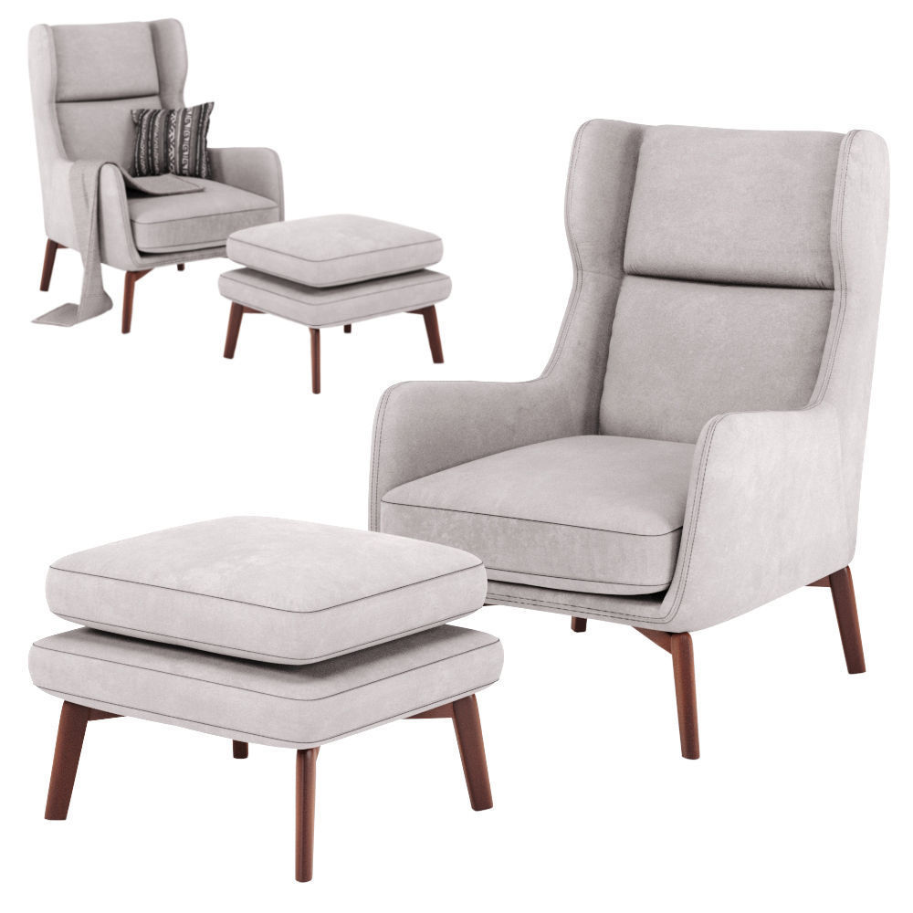Ryder Leather And Velvet Chair - Corona and Vray version 3D model_4
